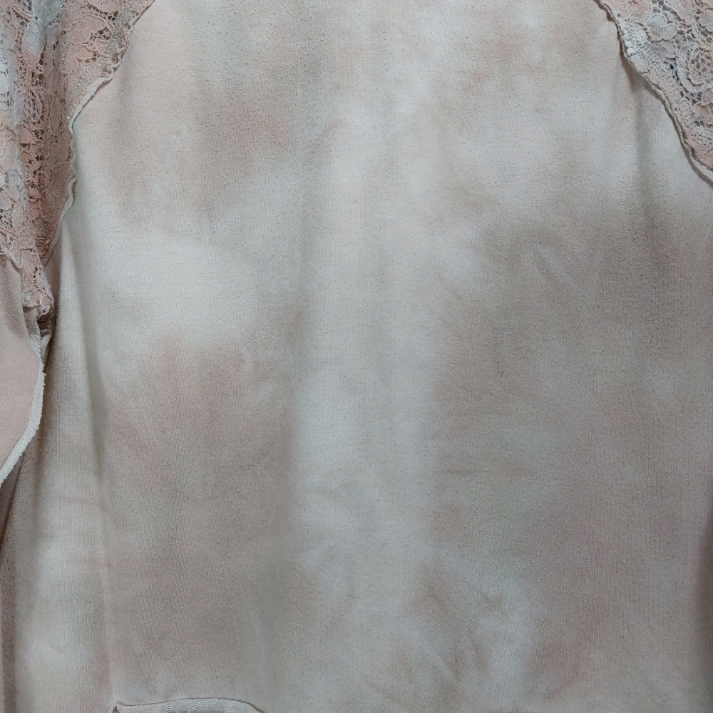 New Directions Womens Tie Dyed High Low Sweatshirt Lace Size Large Pink‎ Gray - Picture 2 of 8